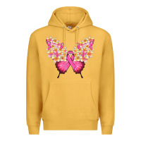 Mustard Pink ribbon Breast Cancer butterfly Premium Hoodie - NancyCooperArtShop