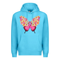 Ocean Blue Pink ribbon Breast Cancer butterfly Premium Hoodie - NancyCooperArtShop