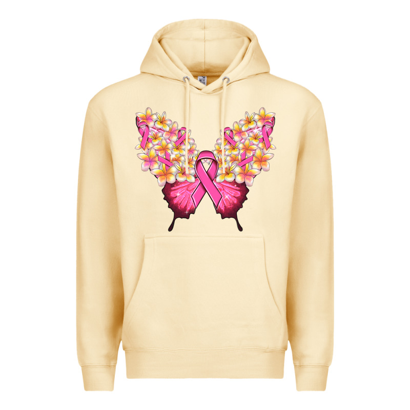 Pink Ribbon Breast Cancer Butterfly Premium Hoodie by NancyCooperArtShop | Teevron