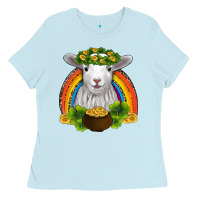 Baby Blue st patricks day baby sheep shamrocks gold rainbow Ladies Tee - RanaPortraitStore