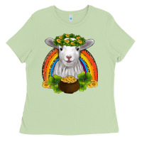 Matcha st patricks day baby sheep shamrocks gold rainbow Ladies Tee - RanaPortraitStore
