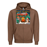 Chestnut Merry Christmas with camper van Zipper Hoodie - NancyCooperArtShop