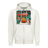 Merry Christmas With Camper Van Zipper Hoodie | Teevron
