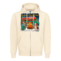 Sandshell Merry Christmas with camper van Zipper Hoodie - NancyCooperArtShop