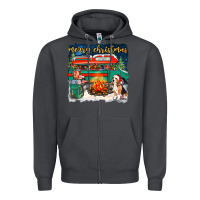 Smoke Merry Christmas with camper van Zipper Hoodie - NancyCooperArtShop
