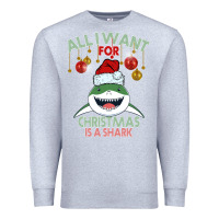 Heather Grey All I Want For Christmas Is A Shark Premium Sweatshirt - Bettercallsaul