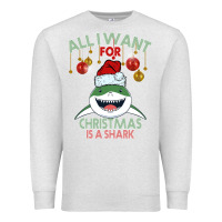 Oatmeal Heather All I Want For Christmas Is A Shark Premium Sweatshirt - Bettercallsaul