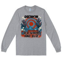 Heather Grey dream' in red white and blue Long Sleeve Tee - MaliasSmallBusiness
