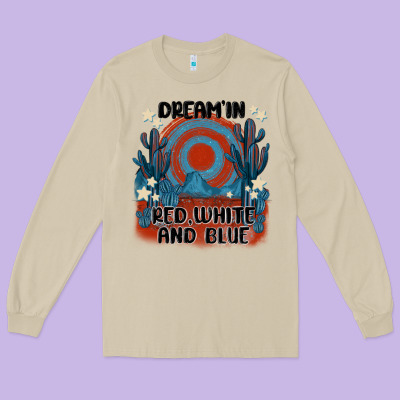 Dream' In Red White And Blue Long Sleeve Tee Designed By Maliassmallbusiness