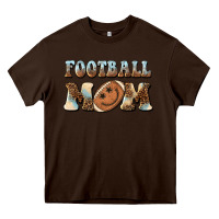 Chocolate Brown football mom football smiley face Heavy Core Tee - BarkalooDesign