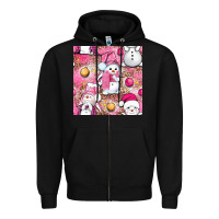Black Pink Christmas cute snowman Zipper Hoodie - NancyCooperArtShop