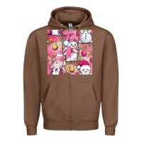 Chestnut Pink Christmas cute snowman Zipper Hoodie - NancyCooperArtShop