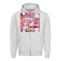 Dove Grey Pink Christmas cute snowman Zipper Hoodie - NancyCooperArtShop