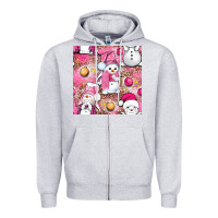 Heather Grey Pink Christmas cute snowman Zipper Hoodie - NancyCooperArtShop