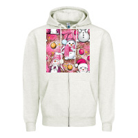 Oatmeal Heather Pink Christmas cute snowman Zipper Hoodie - NancyCooperArtShop