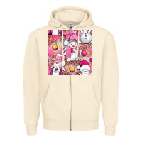 Sandshell Pink Christmas cute snowman Zipper Hoodie - NancyCooperArtShop