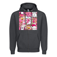 Smoke Pink Christmas cute snowman Zipper Hoodie - NancyCooperArtShop