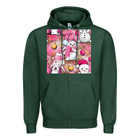 Sports Green Pink Christmas cute snowman Zipper Hoodie - NancyCooperArtShop