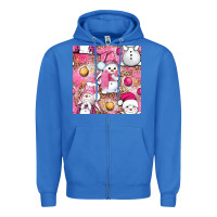 True Royal Pink Christmas cute snowman Zipper Hoodie - NancyCooperArtShop