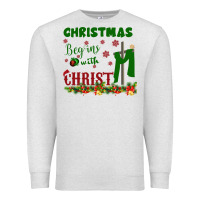 Oatmeal Heather Christmas Begins With Christ Premium Sweatshirt - Bettercallsaul