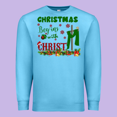 Christmas Begins With Christ Premium Sweatshirt Designed By Bettercallsaul