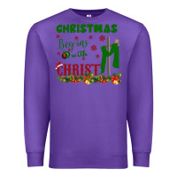 Purple Christmas Begins With Christ Premium Sweatshirt - Bettercallsaul