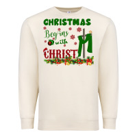 Sandshell Christmas Begins With Christ Premium Sweatshirt - Bettercallsaul