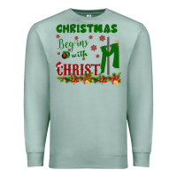 Seafoam Christmas Begins With Christ Premium Sweatshirt - Bettercallsaul
