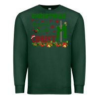 Sports Green Christmas Begins With Christ Premium Sweatshirt - Bettercallsaul