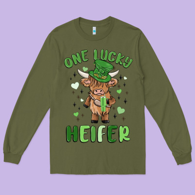 One Lucky Heifer Long Sleeve Tee Designed By Maliassmallbusiness