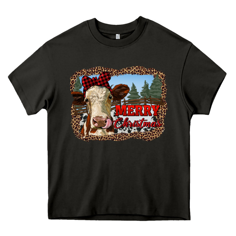 Merry Christmas Heifer Cow With Farm Heavy Core Tee by RanaPortraitStore | Teevron