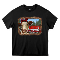 Black merry christmas heifer cow with farm Heavy Core Tee - RanaPortraitStore