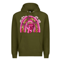Army Green breast cancer rainbow Premium Hoodie - NancyCooperArtShop