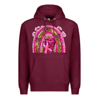 Burgundy breast cancer rainbow Premium Hoodie - NancyCooperArtShop