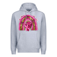 Heather Grey breast cancer rainbow Premium Hoodie - NancyCooperArtShop