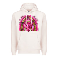 Pale Pink breast cancer rainbow Premium Hoodie - NancyCooperArtShop