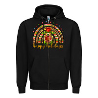 Black Happy holidays elf gnome Zipper Hoodie - NancyCooperArtShop