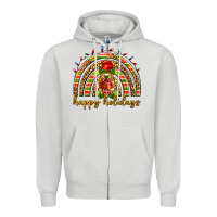 Dove Grey Happy holidays elf gnome Zipper Hoodie - NancyCooperArtShop