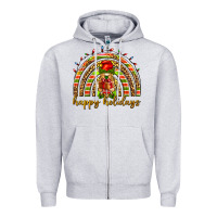 Heather Grey Happy holidays elf gnome Zipper Hoodie - NancyCooperArtShop