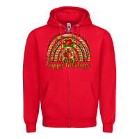 Red Happy holidays elf gnome Zipper Hoodie - NancyCooperArtShop