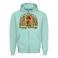 Seafoam Happy holidays elf gnome Zipper Hoodie - NancyCooperArtShop