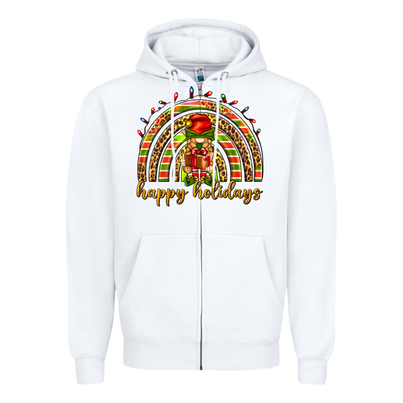 Happy Holidays Elf Gnome Zipper Hoodie by NancyCooperArtShop | Teevron
