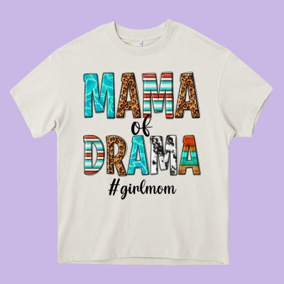 Mama Of Drama Girl Mom Heavy Core Tee Designed By Texasbilliewilder