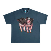 Midnight Navy cute baby pigs Urban Heavy Tee - Artiststas