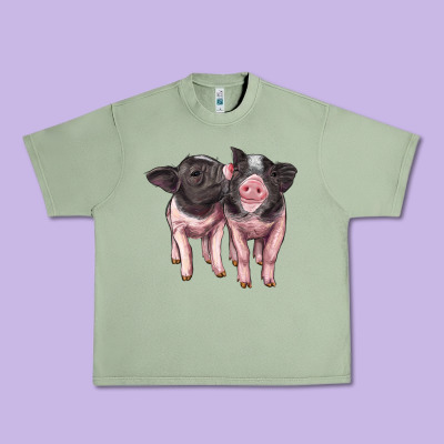 Cute Baby Pigs Urban Heavy Tee Designed By Artiststas