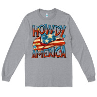 Heather Grey howdy america Long Sleeve Tee - MaliasSmallBusiness