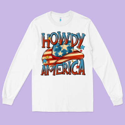 Howdy America Long Sleeve Tee Designed By Maliassmallbusiness