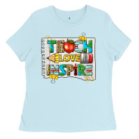 Baby Blue teach love inspire Ladies Tee - texasbilliewilder