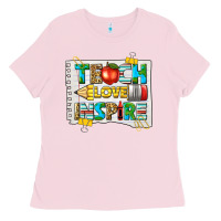 Bubblegum Pink teach love inspire Ladies Tee - texasbilliewilder
