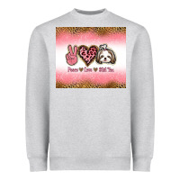 Heather Grey peace love shih tzu Heavyweight Sweatshirt - Jasminsmagicworld